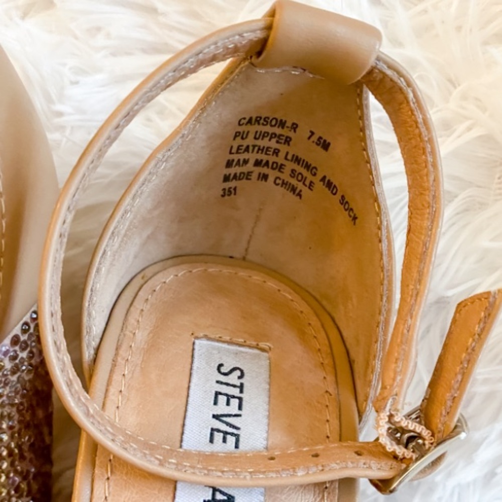 Steve Madden Nude Jeweled Ankle Strap Heels - Picture 9 of 9